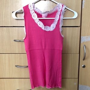 UO hot pink cotton tank w lace edge Sz Small